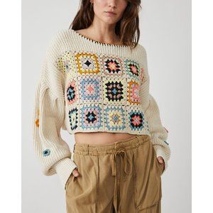 Free People Multicolor Crochet Sweater